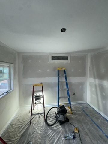 Finished drywall work before paint.