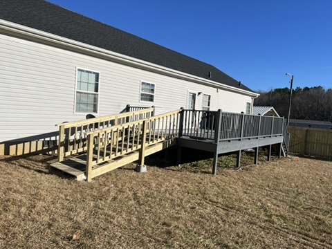 Newly built ramp off an existing deck.