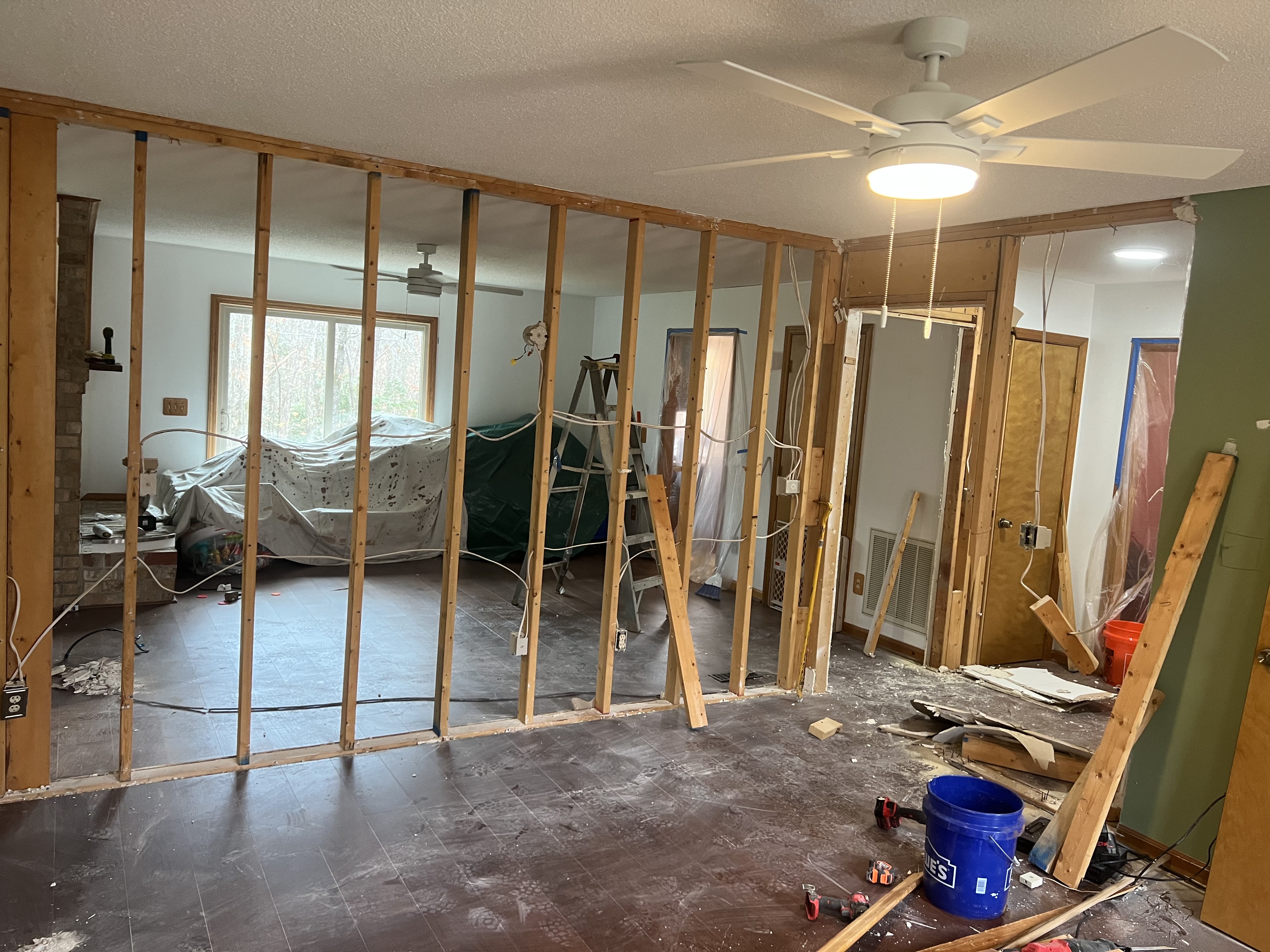 New wall frame installed.